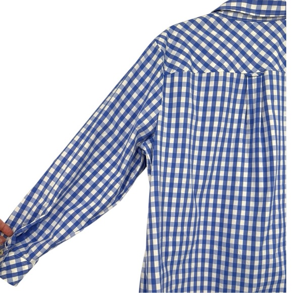 Talbots Blue Gingham Check Button Up Blouse Top Shirt Size 2X‎ Preppy Casual - Picture 10 of 13
